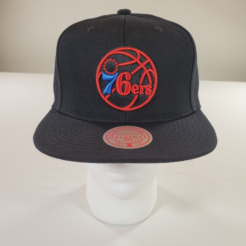 Philadelphia 76ers Snapback Hat Mitchell & Ness Cap Flipped Logo NBA Basketball